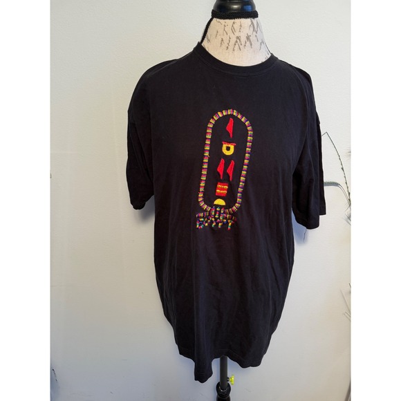 ED HARDY Mens Black Short Sleeve TShirt Egyptian Hieroglyphics Graphic XXL - Picture 3 of 8